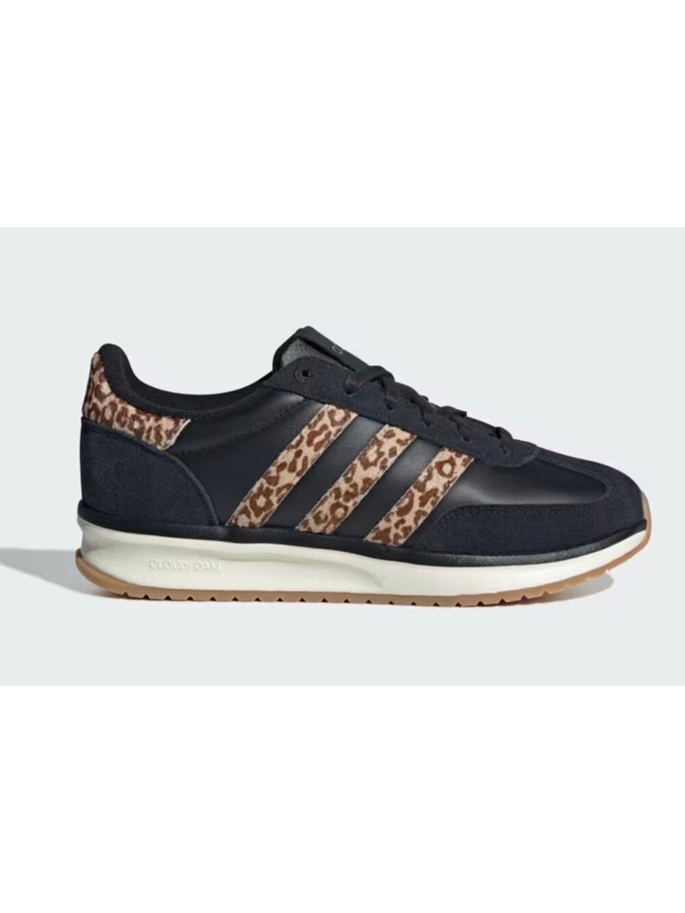adidas Women's Black Sneakers with Leopard-Print Stripes